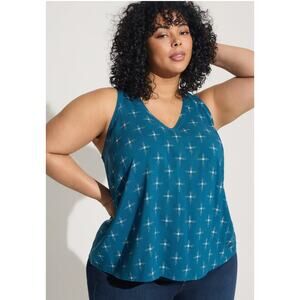 Torrid NWT Women's Top Challis Stitch Detail Tank Star Clusters Blue Plus Size 2